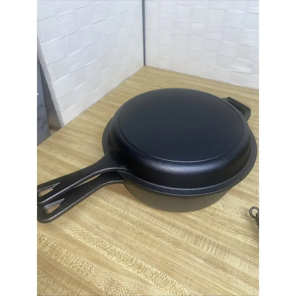 New 6 Pc Pre-Seasoned Cast Iron 5QT Dutch Oven (2) 10